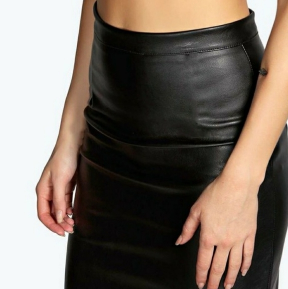 🆕Luxe Vegan Leather Midi (Knee Length) Skirt - Picture 4 of 6